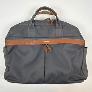Cole Haan Men's Charcoal Gray Canvas Leather Trim Travel Weekender Carry On